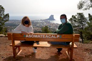 Calp crea un nuevo mirador con banco en la Serra d’Oltà con vistas a la bahía