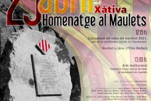 Xàtiva conmemorará el 25 de abril con un manifiesto digital y la tradicional ofrenda floral en la piedra de los Maulets