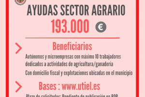 Utiel destina 193.000 euros en ayudas directas para agricultores y ganaderos profesionales
