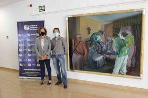 El Colegio de Enfermería de Alicante recibe la donación de un cuadro sobre la Covid-19 obra del pintor Jordi Jordá