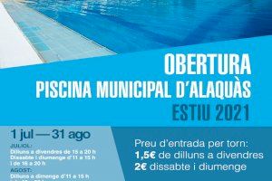 La piscina d'estiu d'Alaquàs obrirà el próxim 1 de juliol