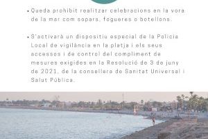 Almenara prohíbe la realización de hogueras, cenas o botellones la noche de San Juan en la playa Casablanca