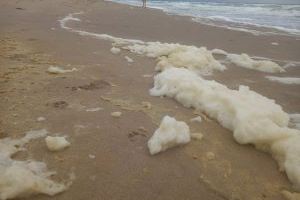 Cs pide explicaciones sobre el origen de la espuma amarilla en la playa del Perellonet