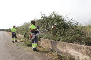 La brigada agrícola trabaja de manera intensiva en la limpieza de los caminos rurales
