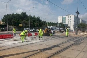 La Generalitat inicia las obras de mejora del estado del pavimento de los cruces de la red tranviaria de Metrovalencia