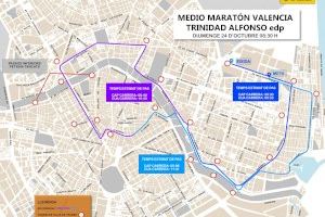 Consulta todos los cortes de tráfico de este domingo en Valencia por el Medio Maratón