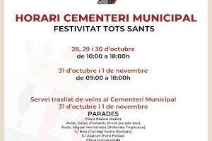 El Ayuntamiento de Benifaió amplia el servicio gratuito de traslado al cementerio por la festividad de Todos los Santos