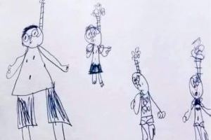 El siniestro dibujo viral de un niño que no es lo que parece