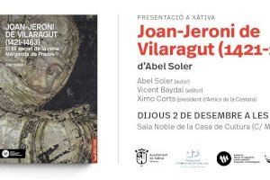Xàtiva acull dijous la presentació del llibre «Joan Jeroni de Vilaragut. El fill secret de la reina Margarida de Prades»