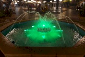 Alzira il·lumina les fonts de verd amb motiu del Dia Mundial contra el Càncer