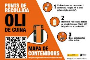 L'Ajuntament d'Alaquàs llança una campanya per a fomentar el reciclatge de l'oli domèstic