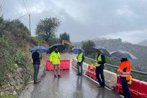 La Diputación de Alicante activa de forma urgente una partida de 300.000 euros para la reparación de caminos afectados por las últimas lluvias