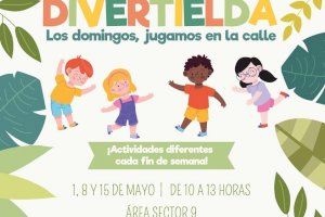 Elda impulsa el ocio familiar en la calle con ‘DivertiElda’, una actividad que llenará de diversión y juegos infantiles los domingos del mes de mayo