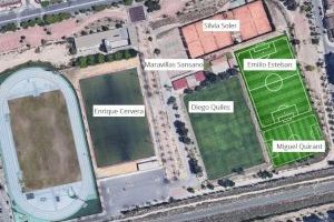 Elche homenajea a figuras clave del deporte ilicitano dedicándoles pistas y campos de fútbol en el Polideportivo Altabix