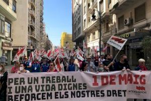 Intersindical Valenciana se manifiesta en la Comunitat Valenciana para "exigir trabajo y vida dignas" por el 1 de mayo