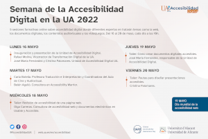 La UA celebra la Setmana de l’Accessibilitat Digital amb més de 900 persones inscrites en els tallers