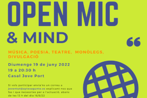 El micro obert del Casal Jove de Sagunt ‘Open mind and mic’ torna el diumenge 19 de juny