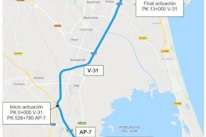 Mitma licita por 7,7 millones de euros la rehabilitación del firme de dos tramos en la autovía V-31 y la autopista AP-7