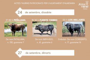Deu bous configuren el cartell taurí de les festes patronals d'Almenara