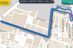 Cortes de calles este domingo en Valencia por el Campeonato Europeo de Ciclismo Adaptado