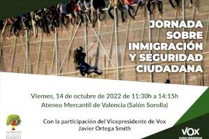 Javier Ortega Smith estará mañana en Valencia en una Jornada sobre Inmigración y Seguridad Ciudadana