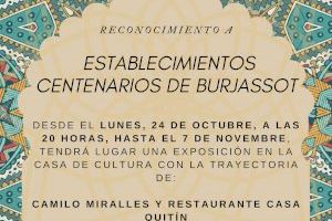 Burjassot homenajea a sus dos comercios centenarios, Sedería Camilo Miralles y Restaurante Casa Quitín