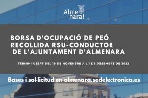 Almenara convoca una borsa de treball per concurs oposició de peó-conductor per a la recollida de RSU