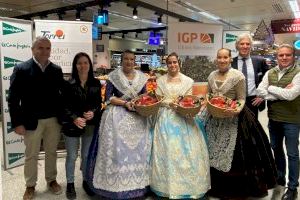 El món faller promociona en El Corte Inglés las naranjas valencianas con sello IGP