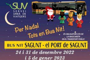 El servicio de bus nocturno de Sagunto se refuerza estas navidades en los días más señalados