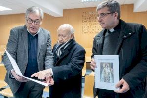 El rector de la Basílica recibe la partitura del Himno del Centenario de la Coronación de manos de su autor, Salvador Chuliá
