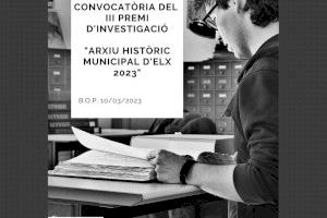 La Concejalía de Cultura convoca el III Premio de Investigación Arxiu Històric Municipal d’Elx
