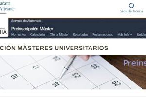 La Universitat d’Alacant obri el període de preinscripció de la seua oferta de màsters