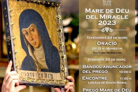 Este sábado tendrá lugar el pregón de la Virgen del Milagro a cargo de la hermana agustina de la conversión Ana María Juan Mira