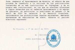 La Junta Electoral ordena al PSOE de Morella que cese el uso de los recursos públicos para hacer campaña