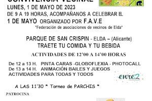 La FAVE y el Ayuntamiento de Elda organizan la tradicional convivencia vecinal con motivo del 1 de Mayo