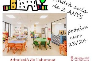 El colegio Carrasquer ofrece un aula de Educación Infantil para alumnado de 2 años
