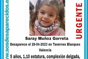 Buscan a Saray, una pequeña de 5 años desaparecida en Tavernes Blanques