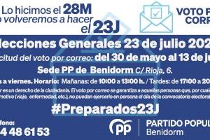 El PP de Benidorm facilita el voto correo el 23J