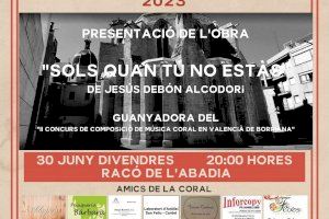 L'obra ‘Sols quan tu no estàs’ de Jesús Debón Alcodori guanyadora del II concurs de Composició de Música Coral en valencià de Borriana