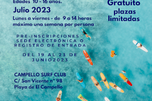Surf y bodyboard gratuito para niños y jóvenes de El Campello durante el mes de julio para favorecer la conciliación familiar