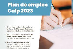 Calp reedita un nuevo  Plan de Empleo dotado con más un millón de euros