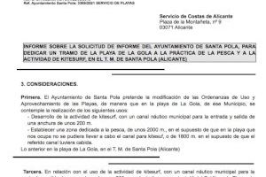 El Ayuntamiento de Santa Pola reitera su voluntad de que el kitesurf pueda volver a La Gola pero necesita la aprobación de Costas