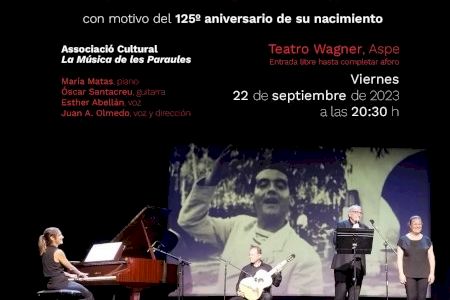 Aspe Homenajea al Poeta García Lorca en su 125 aniversario de su nacimiento