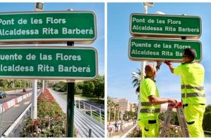 El Puente de las Flores ya lleva el nombre de Rita Barberá