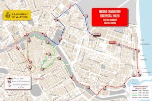 Consulta los cortes de tráfico para este domingo en València con motivo del medio maratón