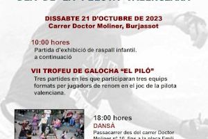 El próximo sábado 21 de octubre Burjassot celebra su “Dia de la pilota valenciana”