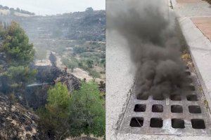 VIDEO | Alcantarillas convertidas en chimeneas: La curiosa escena que ha dejado un incendio en Benissa