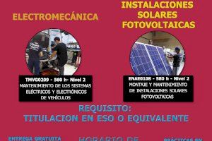 Últimas plazas para los cursos de Electromecánica y Fotovoltaica para desempleados de La Nucía