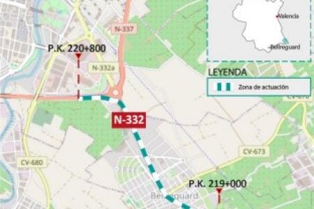 Transportes aprueba el trazado para mejorar la carretera N-332 a su paso por Bellreguard y Gandía, con una inversión de 3,3 millones