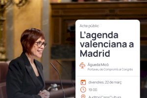 Àgueda Micó, parlarà en Alzira de l’agenda valenciana a Madrid